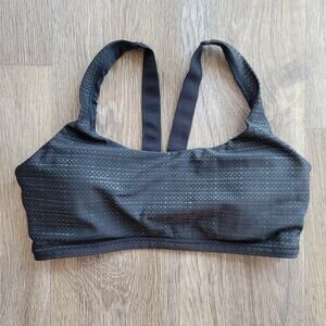 Spanx Metallic Mist Low Impact Black Sports Bra Size Medium